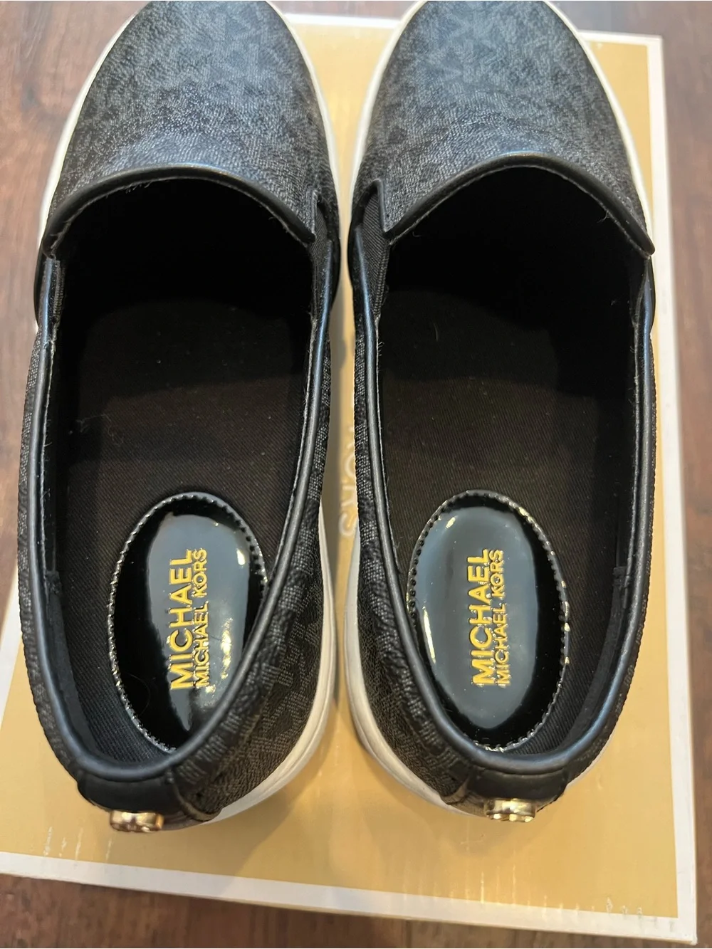 Michael Kors Black Monogram Slip-On Sneakers